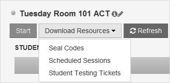 Performing the Mock Administration: Test Day Setup 4. In the Download Resources menu, select Seal Codes. A table showing the seal codes for that test session appears. 5. Print the list (optional). 6.