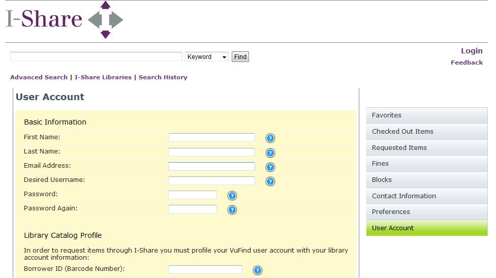 On the User Account creation screen, enter your information as described below, then click Submit: Fig. 5: The User Account creation screen; enter information as described below, then click Submit.