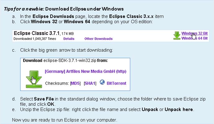 2. Navigate to the Eclipse folder and click eclipse.exe to run Eclipse. The Workspace Launcher dialog appears. 3.