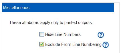 If you need to exclude some text within the insert from the line numbering, highlight the text in question in the authoring pane and then select Exclude From Line Numbering (e.g. you may want to exclude the Title of the Insert from the numbering), see below.