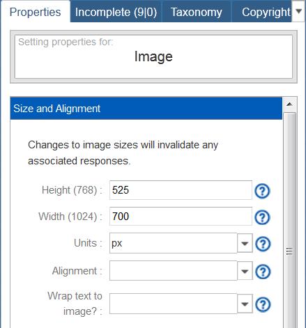 Select the alignment of the image via the Alignment drop down menu.