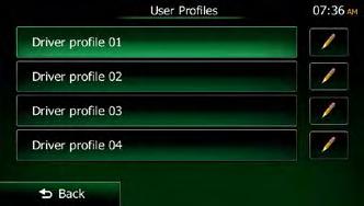 5.3.5 User profiles If more drivers use Clarion Mobile Mapfor navigating, their settings can be remembered by using one of the user profiles.