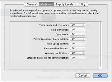 4. Select any of the available printing preferences. 5. Click OK.