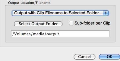 Select Output Location/Filename for desired destination. Values in the Crop tab do not need to be changed.