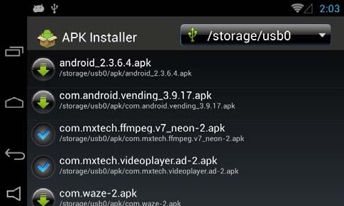 Select a device in which APK file is