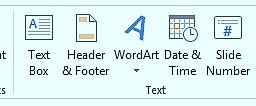 6.2 Header & Footer The information in the Header or Footer will appear at the top or bottom of each printed page. Select the Header and Footer icon in the Text Group.