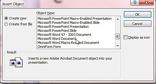 In the example, a new Word document was