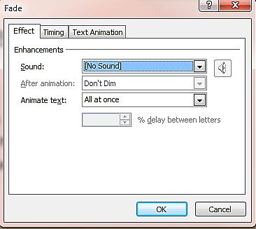 For example, selecting the Effect Options entry opens another window.