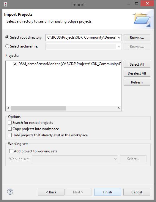 import and select the XDK subfolder and click OK Step