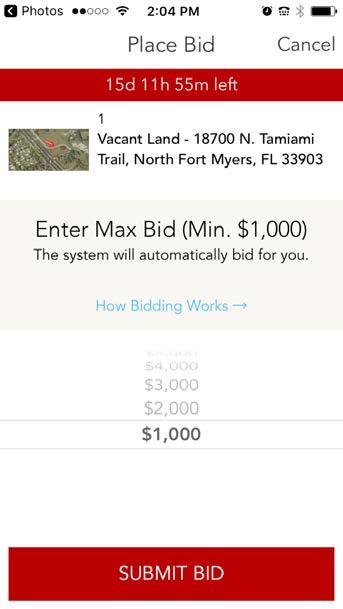 The system will enter the next bid increment and enter your bid as a maximum bid.