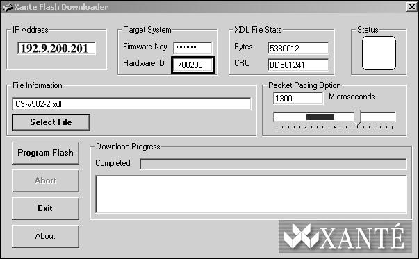 Flash Downloader Screen 5. Enter your printer s IP address (if needed) in the top left box. 6. Click Select File to search for your new code.