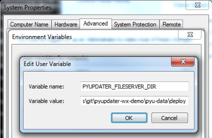 pyu-data/deploy/. An absolute path is required for the PYUPDATER_FILESERVER_DIR environment variable.