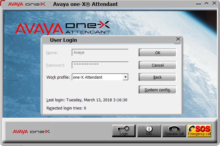 On the next screen, click the Login button to log in as an one-x Attendant user.