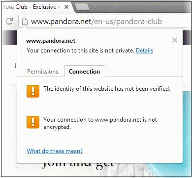 allows you to verify that you are connected to the genuine Pandora website.