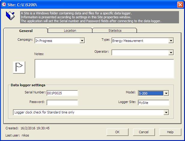 Accept the prompt and create the folder at a convenient location (My Documents is recommended). As logger model, select S-200.