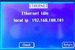 Press Check to display modem connection information (If idle, displays Provider name and signal strength).