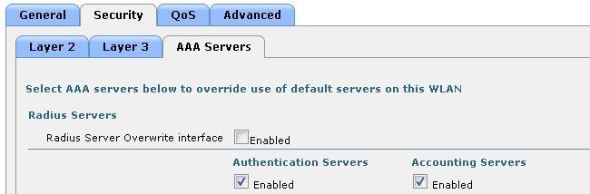 Click the Advanced tab, check (enable) the Allow AAA Override and the