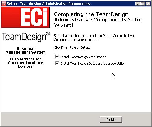 12. The installer will prompt to install the TeamDesign workstation client and / or the Database upgrade Utility.