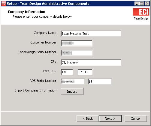 Enter in the company information into the data fields exactly as provided to you by the activations department.