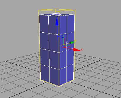 6 Press the plus button to expand the UVW Mapping modifier in the modifier stack and choose Gizmo. The original box displays without the Taper or Bend modifier.