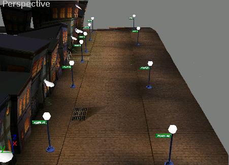 Paint vertex color in a level: 1 Continue from the previous lesson, or open\tutorials\modeling\level_design\city_vertex_paint.max. 2 Select the street object and open the Modify panel.