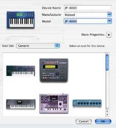(These determine which channels the device will use to send and receive MIDI.) to show images for various MIDI devices (such as keyboards, modules, interfaces, and mixers).