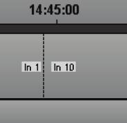 The switch of the router IN port associated to a recorder channel is represented by a vertical dotted line in the channel track, at the timecode when it occurred: If