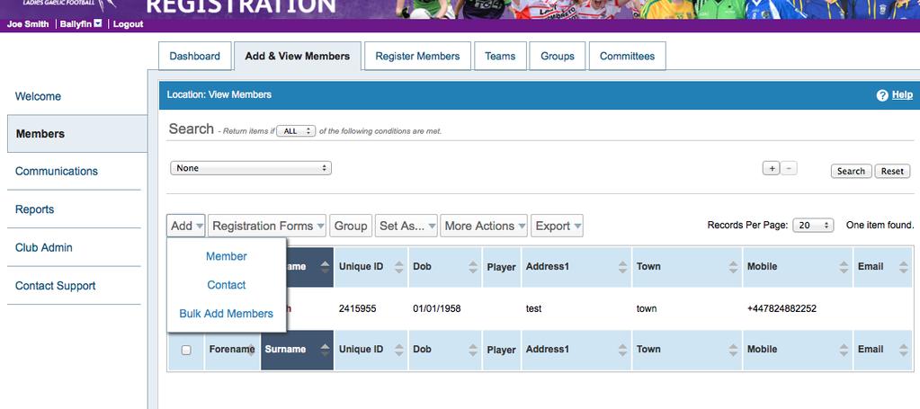 Once a club administrator adds a new member they will appear in the system in the Add & View Members section. 5.2.