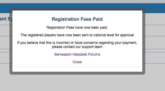 Clubs members will be only be fully registered when the registration payment has been paid via Paypal.