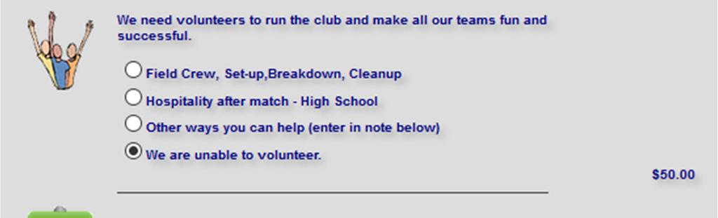 In the example above the North County Youth Rugby Club allows registrations for either San Pasqual HS or North County YRFC.