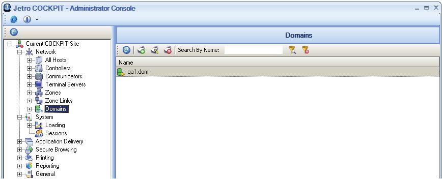 The System Administrator Console is displayed showing the newly registered domain.
