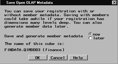 9 Click OK to save the registration with the metadata, then