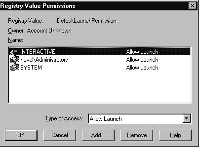 Configuring a DCOM Connection 4 Setting Global Launch Policies 53 6 Select the users and groups at your site that should have default launch permissions for DCOM applications.
