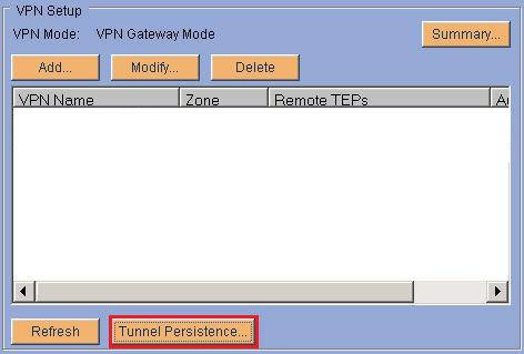 6. Enable VPN Tunnel Persistence Navigate to Configure Security VPN Setup