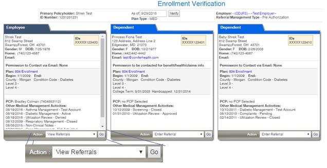 View Referrals will display any referral that has been entered that has