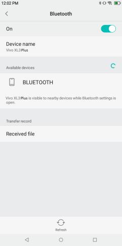 List of available Bluetooth devices Note: The