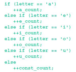 III.1.2. 3 If else Ladder Write a program that counts how many vowels there are in a piece of text?