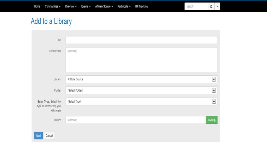 Getting Started- Add a New Entry to Forum Libraries If you have information to share with others that is relevant to a specific topic or library, click on the green Create New Library Entry button