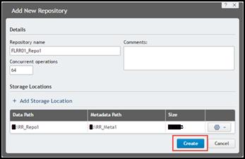 Figure 7. Create the repository. b. Click Create to create the repository (see Figure 7). CONFIGURE RAPID RECOVERY TO PROTECT VMWARE VIRTUAL MACHINES Procedure 1.