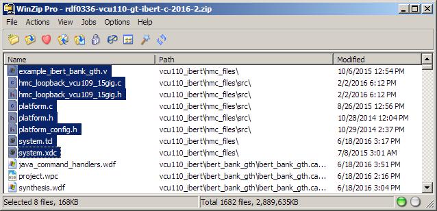VCU110 Setup From RDF0336 ZIP file,