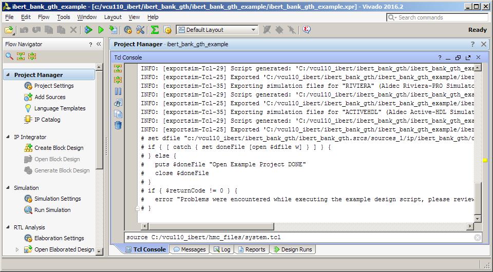 Compile Example Design In the Tcl console,