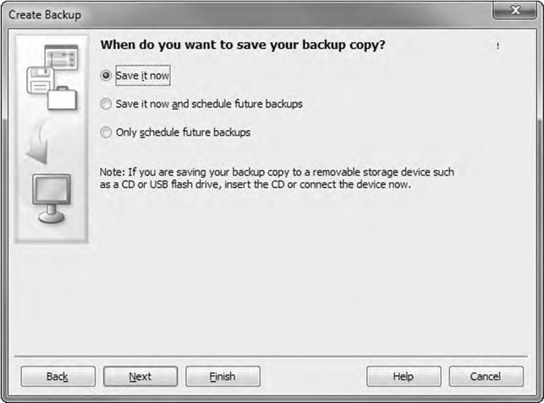 With today s new technology, a backup is best done using a portable hard drive, DVD disc, CD disc or USB flash drive, and stored away from the company s location.