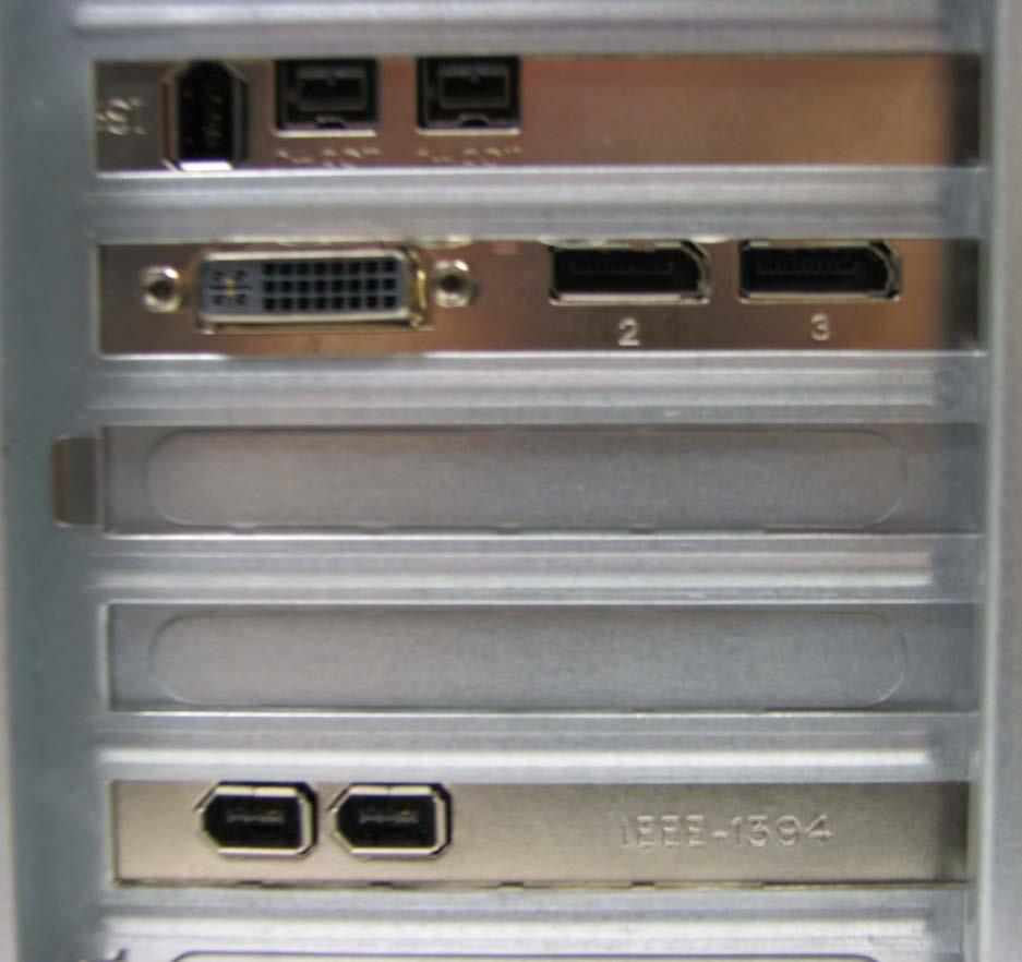 Slot #1 1394b PCI-Express HBA (w 8K buffers) AVID 1394 DNA (Adrenaline / Mojo) must connect here (any of the 3 connections can be used) Slot #5 NM980AV HP 3-port PCI 1394a Firewire IEEE HBA option