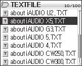 - You may view the text file while listening to music. - Save text files only in the TEXTFILE folder.