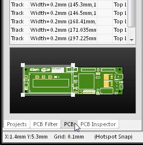 Panel Access To open the PCB panel click the View PCB button, or use its secondary button the associated drop-down menu to open the PCB panel in a particular browsing mode.