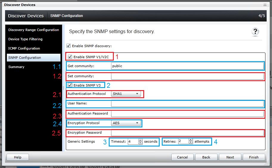 o Encryption Password Timeout Number of retries to be performed For more information about the SNMP V3 configuration,