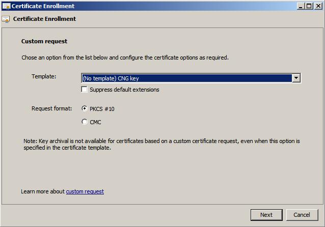 Creating a certificate request