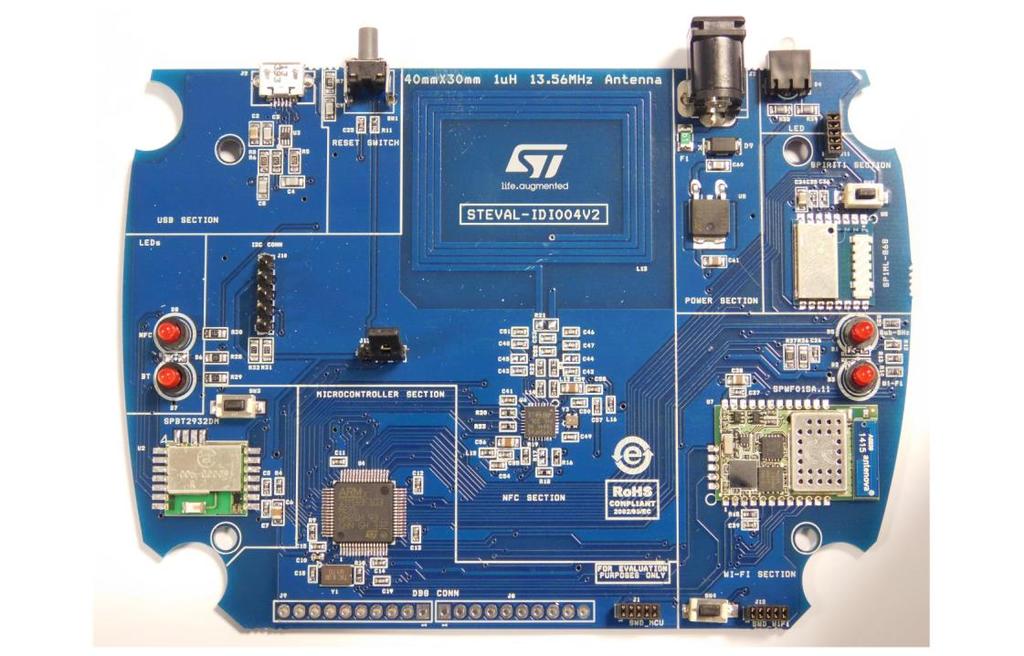 Board schematics The STEVAL-IDI004V2 pictured below is used to demonstrate the functions of the 6LoWPAN network based on the Multi sensor-rf platform.