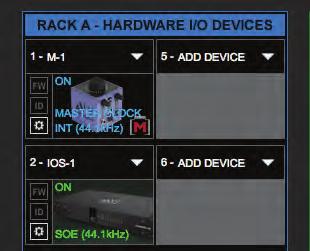 The new device is visible in the rack slot. Unless changed by the user, it remains a clock slave and is colored green.