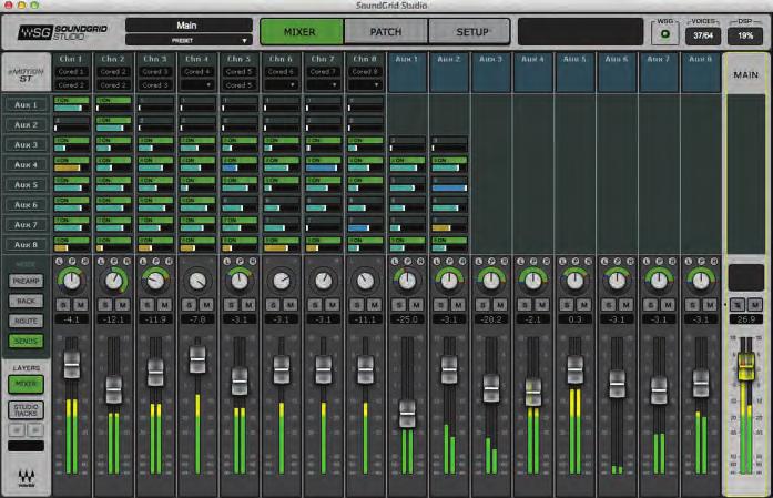 6.1 Applications of an External Server The external server gives you access to advanced features for mixing processing, and monitoring. 6.1.1 emotion ST mixer The emotion ST is the mixer element of the SoundGrid Studio System.